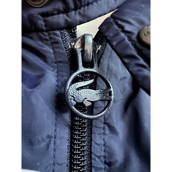 Lacoste Mens Vintage Navy Blue Zip Up Lined Windbreaker Jacket Large Zip Pockets - Picture 6 of 10